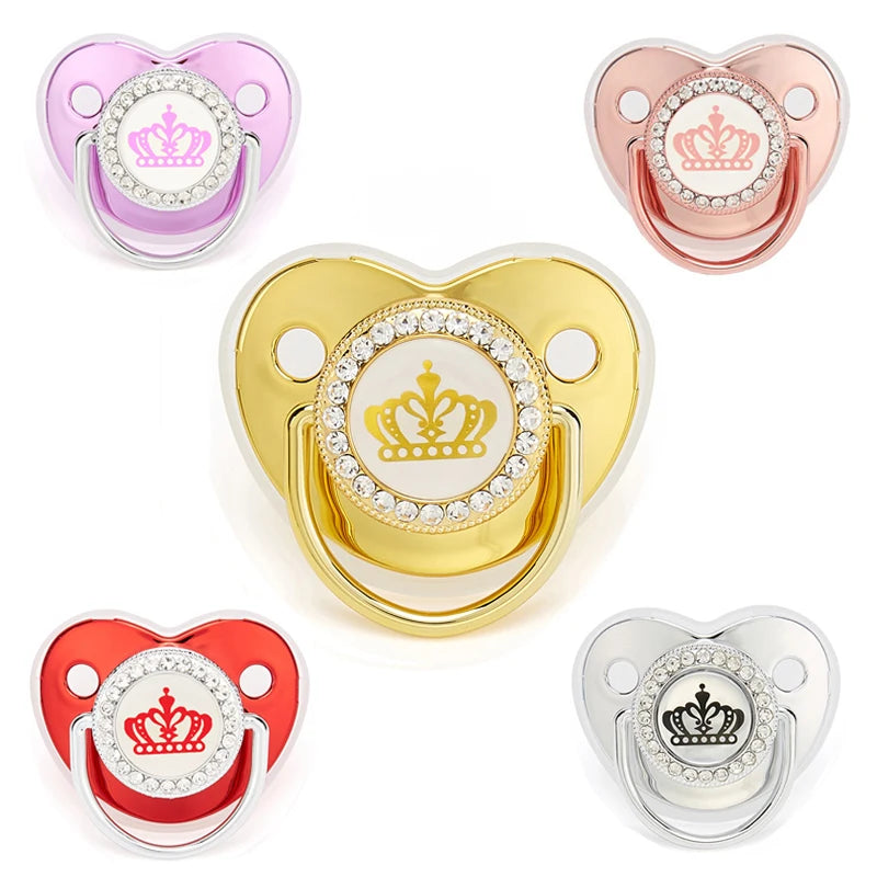 Newborn Pacifier Baby Shower Gift Bling Baby Dummy Silicone BPA Free Infant Nipple New Born Pacifiers For Babies I Love Mum Dad