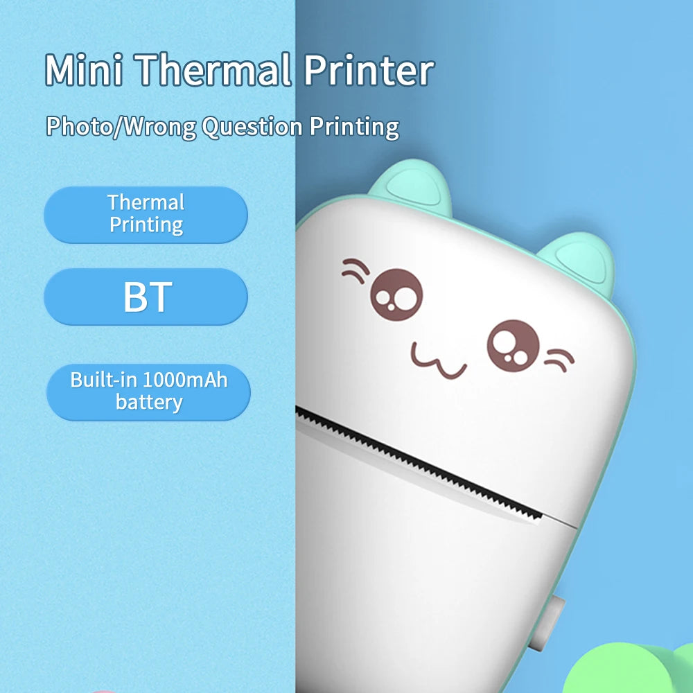 58mm Portable Mini Thermal Printer Cute Shapes Wireless 200dpi Photo Label Memo Wrong Question Printing Tag Bluetooth Printer