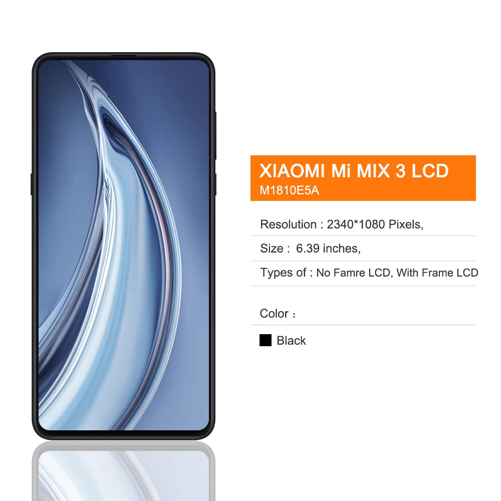 AMOLED For Xiaomi Mi Mix 3 LCD Display Touch Screen Digitizer with Frame 6.39" For Xiaomi Mix3 5G  M1810E5A Screen Replacement