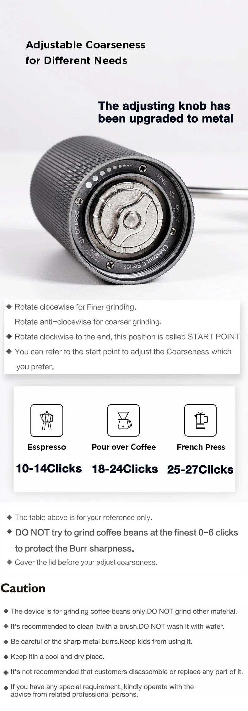 TIMEMORE Chestnut C2 Upgrade Portable Coffee Grinder Hand Manual Grinder Grind Machine Mill With Double Bearing Positioning