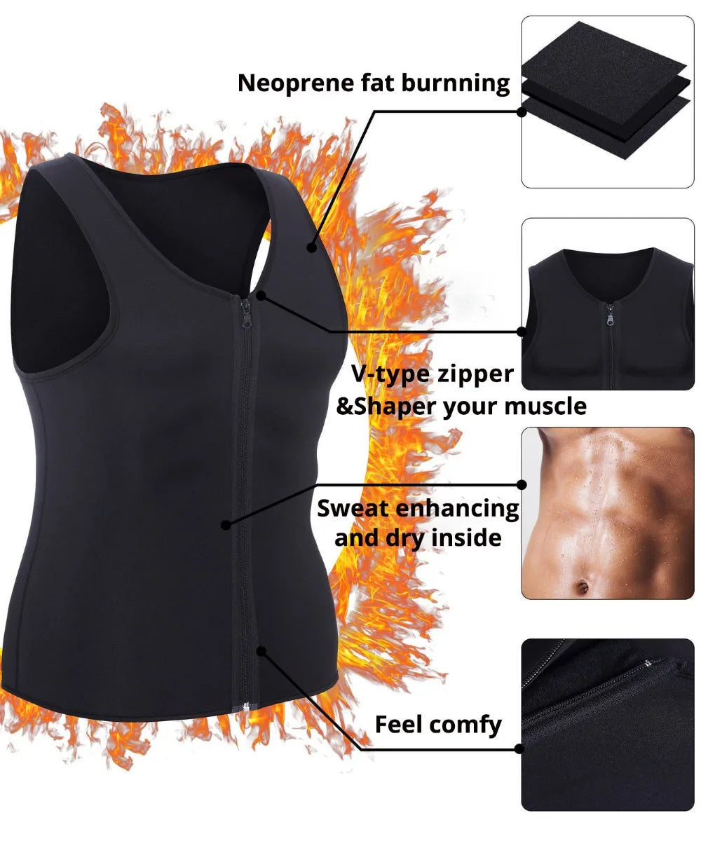 Men's Body Shaper Waist Trainer Sauna Vest Compression Sweat Shirt Corset Top Abdomen Slimming Shapewear Fat Burn Fitness Suits