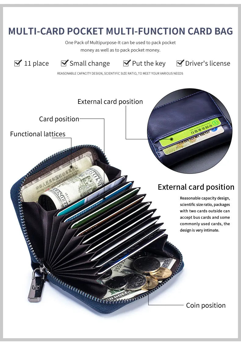 BULLCAPTAIN Leather Credit Card ID Card Holder Wallet Wallet Men Fashion Rfid Card Holder Wallet Business Card Holder Bag