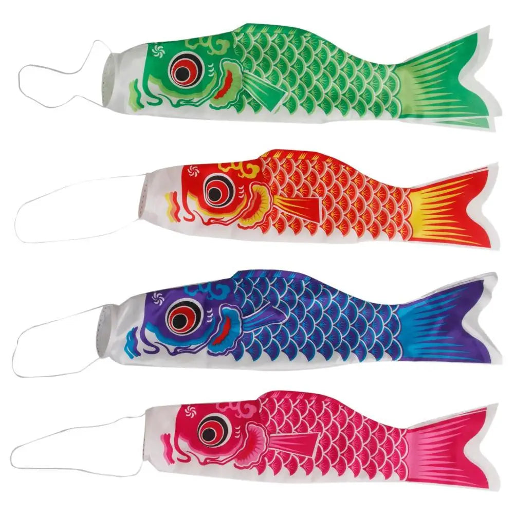 Satin Japanese Carp Windsock Wind Streamer Koi Nobori Sailfish Fish Flag for Outdoor Garden Yard Children's Day Decoration