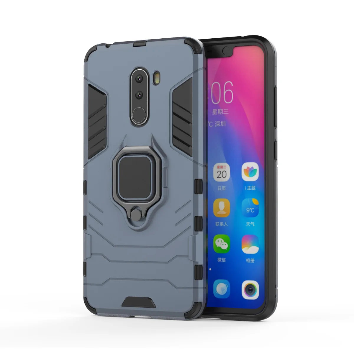 Luxury Armor For Xiaomi Pocophone F1 Case Shockproof PC+TPU Protective Back Cover For Poco F1 Case Magnetic Holder Ring Bracket