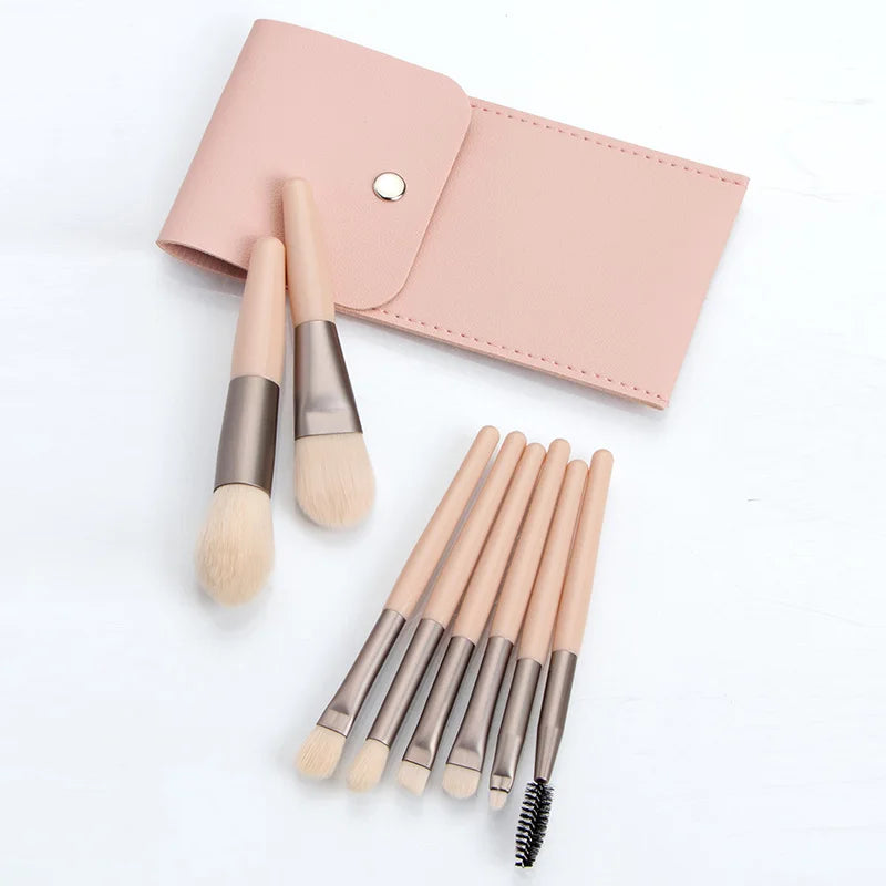 Ronshadow 8Pcs Professional Mini Makeup Brushes Set  Blush Foundation Powder Make Up Brush Tools Kit