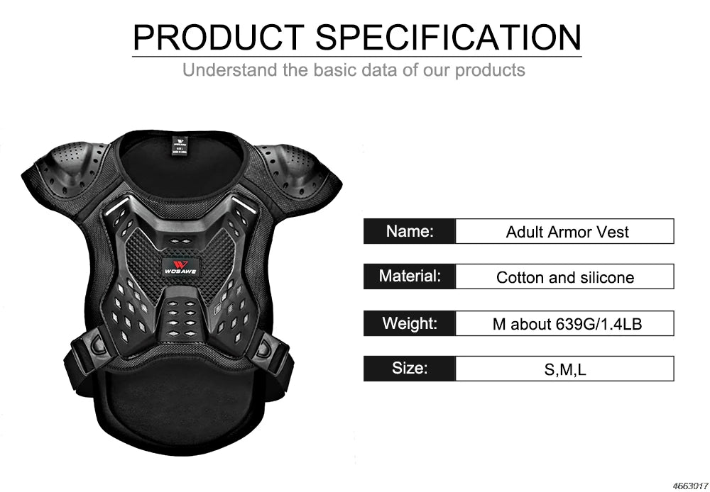 Motorcycle Jacket Adult Chest Back Protector Moto Body Armor Guard Racing Body Protector Armor Jacket Motocross Protective Gear