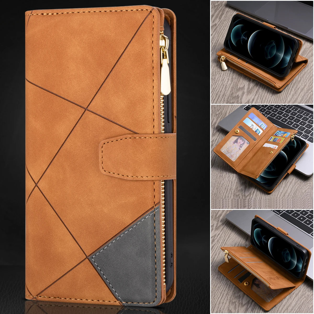 Flip Leather Case For XiaoMi 14T 13T 12T 11T 11 Lite Redmi Note 15 14 13 11S 12 Pro Plus Zipper Card Slot Wallet Bag Cover
