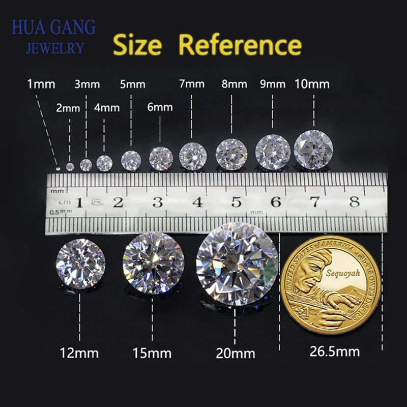 50pcs/200PCS AAAAA White 0.6~7.5mm Cubic Zirconia Stone Round  Brilliant Cut Loose CZ Stones Synthetic Gems Beads For Jewelry