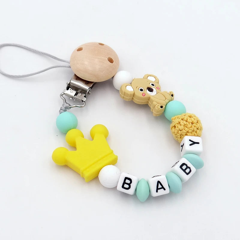 New Handmade Free Personalized Name Pacifier Clips Cute Pacifier Chains Holder Chupetero Personalizado Silicona Baby Shower Gift