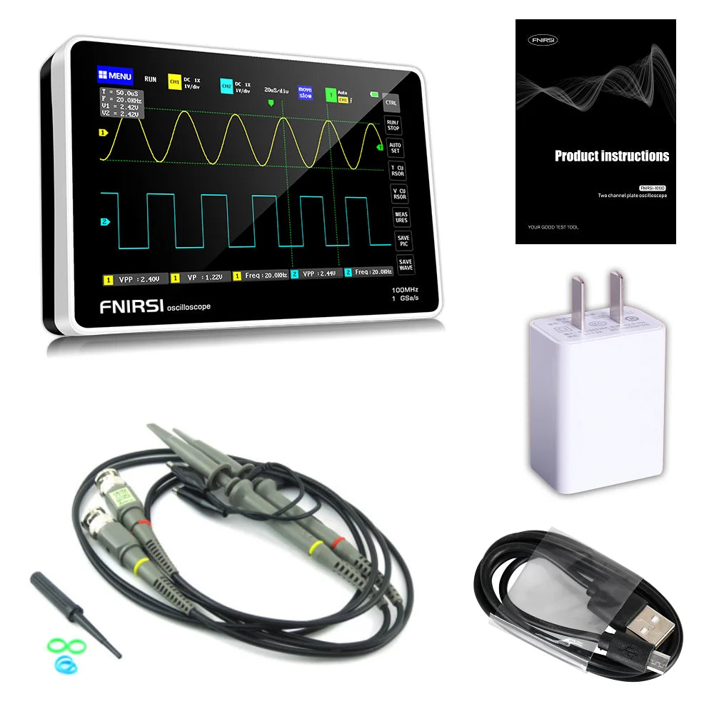 FNIRSI-1013D Digital Tablet Oscilloscope Dual Channel 100M Bandwidth 1GS Sampling Rate 7 Inches Mini Tablet Digital Oscilloscope