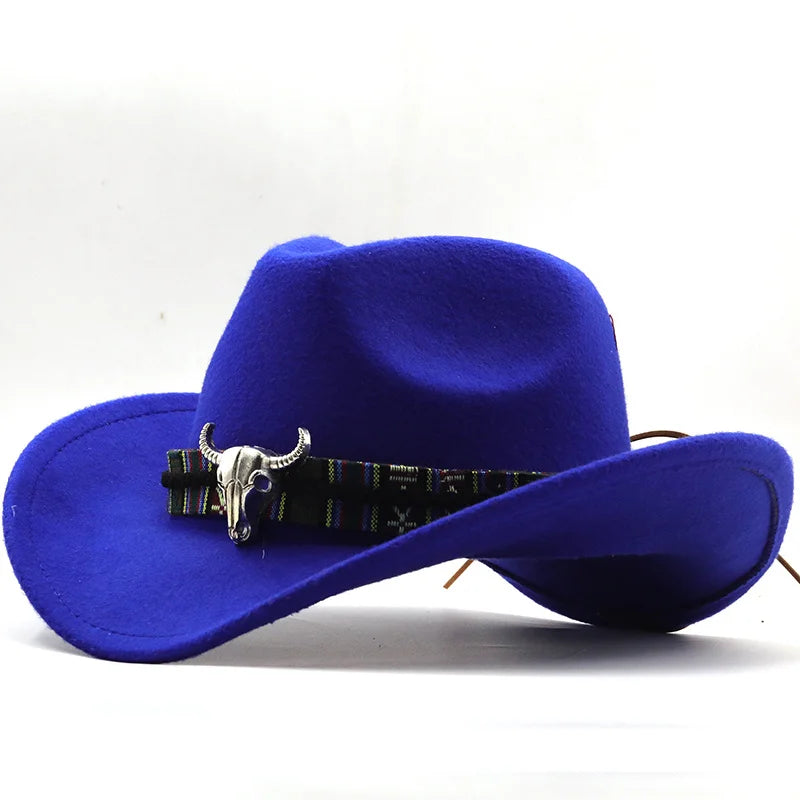 Simple White Women's Men's Western Cowboy Hat For Gentleman Lady Jazz Cowgirl With Leather Cloche Church Sombrero Caps