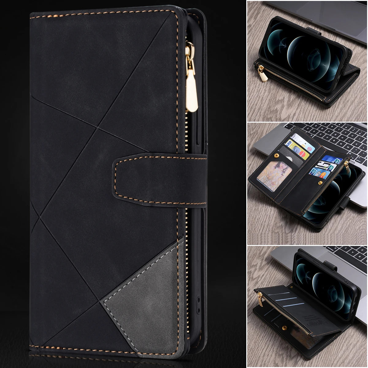 Flip Leather Case For XiaoMi 14T 13T 12T 11T 11 Lite Redmi Note 15 14 13 11S 12 Pro Plus Zipper Card Slot Wallet Bag Cover