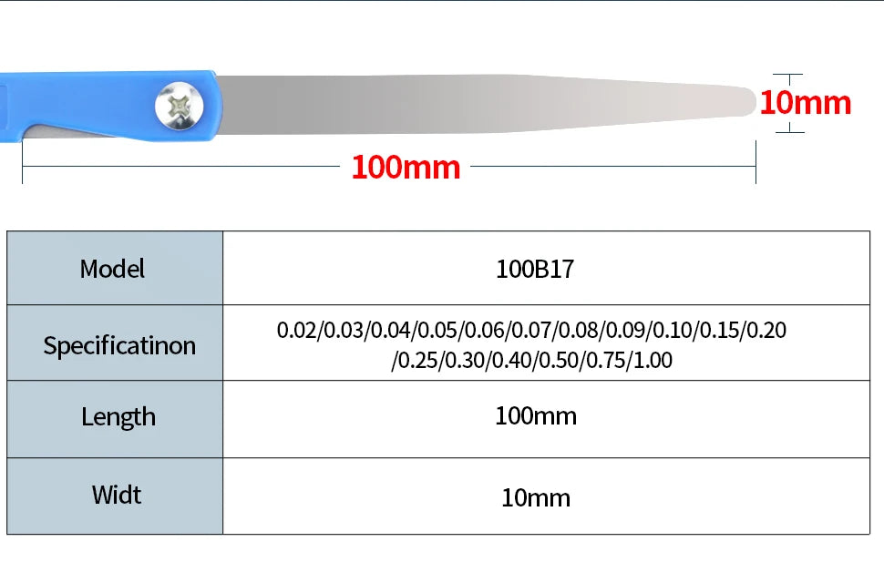 100B17 Feeler Gauge Spark Plug Gauge Filler Gauge Valve Probes Metric Thickness Set Probe Thickness Gauge Spark Plug Gap Tools