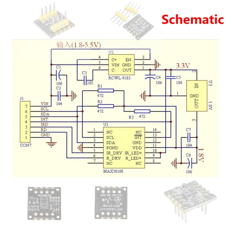 MH-ET LIVE MAX30102 MAX30100 Heart rate Sensor Module Puls detection Blood oxygen concentration test For Arduino Ultra-Low Power