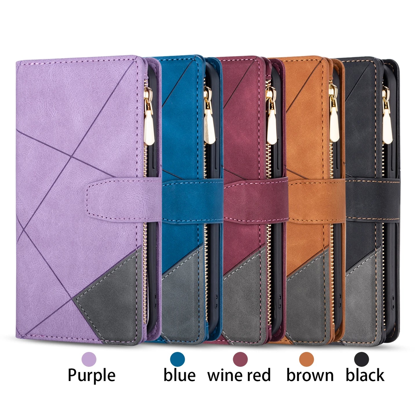 Flip Leather Case For XiaoMi 14T 13T 12T 11T 11 Lite Redmi Note 15 14 13 11S 12 Pro Plus Zipper Card Slot Wallet Bag Cover
