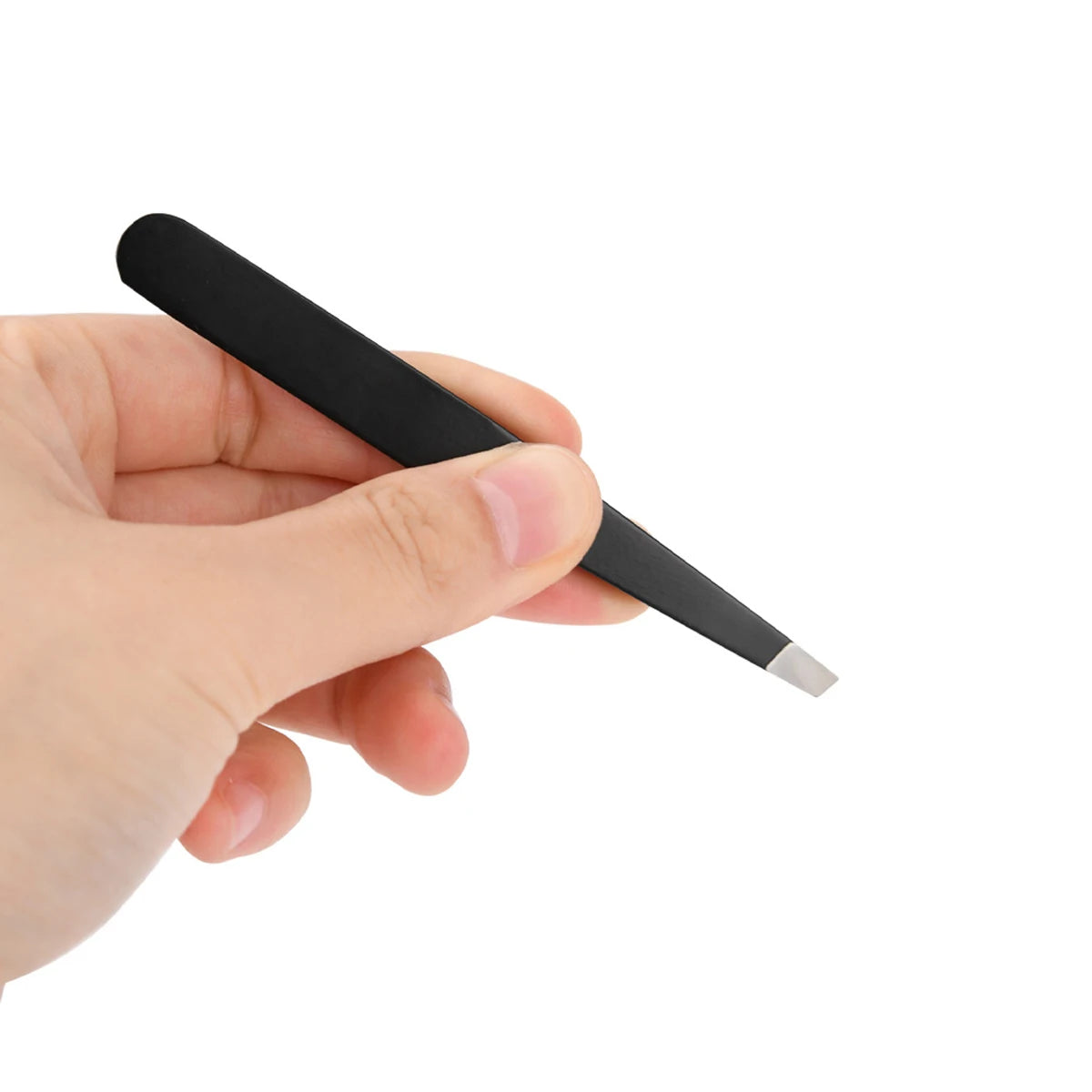 Tweezers Stainless Steel Eyebrow Tweezers Hair Removal Slanted Black Tip Point Face Harmless Beauty False Eyelashes Makeup Tools