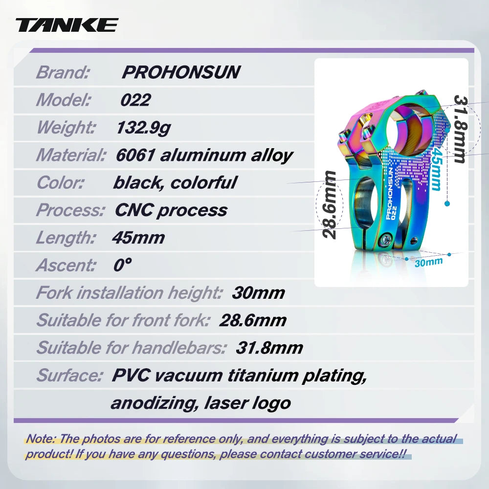 TANKE-MTB Road Bike Stem,CNC Aluminum Alloy Bicycle Parts,High-strength Short Handlebar ,022 XC AM,28.6mm,31.8mmWith cover