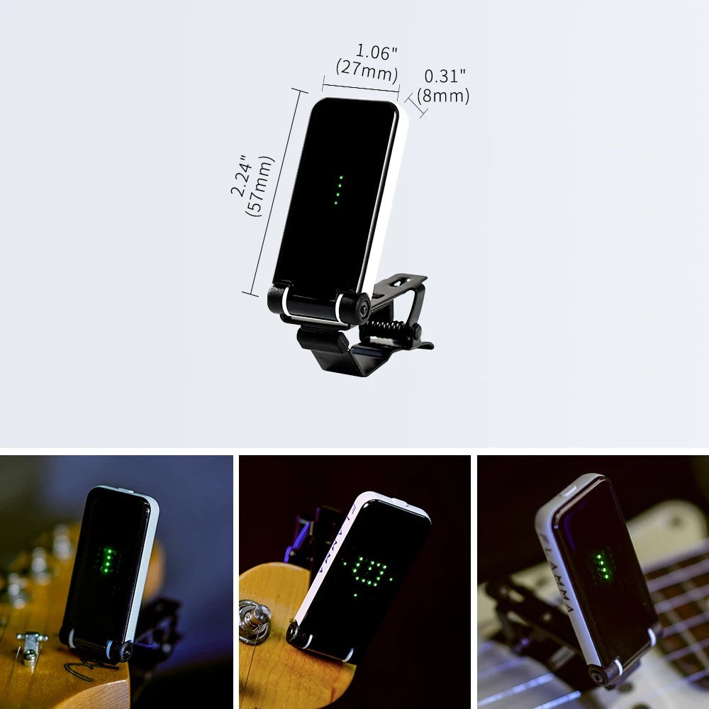 FLAMMA FT01 Clip-on Tuner for Electric Acoustic Guitar Bass Ukeleles All Instruments Christmas Gift