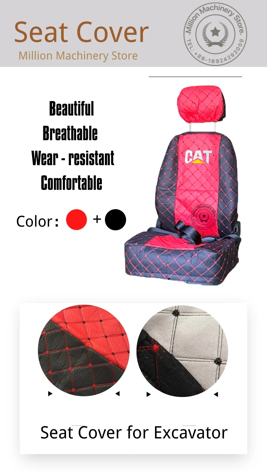 Excavator Seat Cushion for HITACHI KATO DOOSAN KOBELCO KOMATSU CATERPILLAR  HYUNDAI SANY Seat Cover
