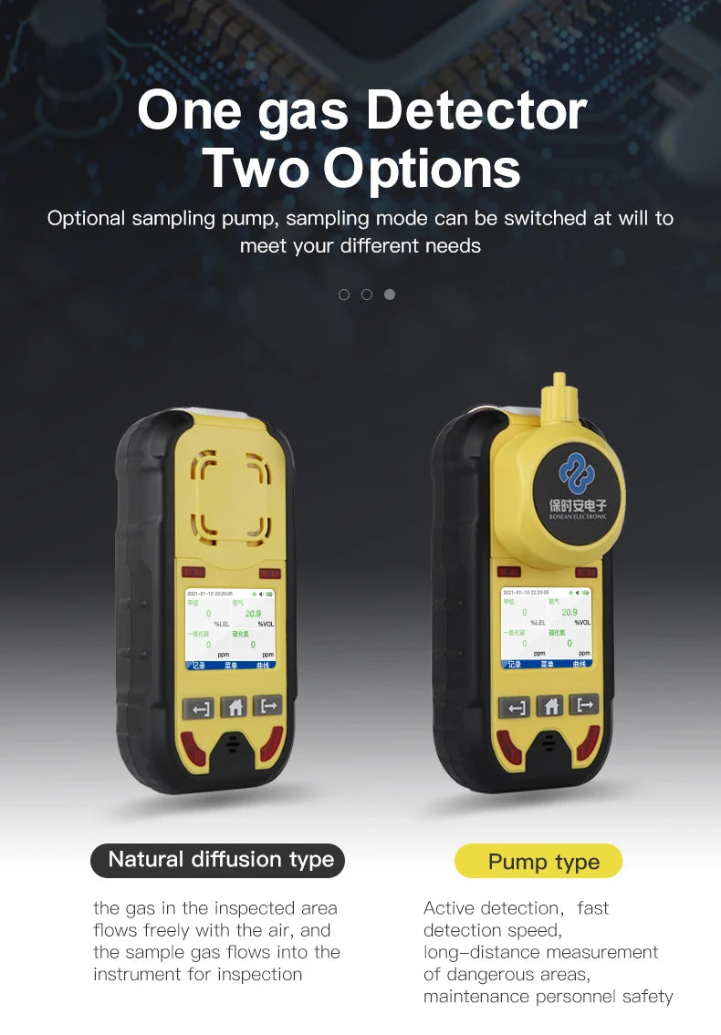 Bosean O2 H2S CO LEL 4 in 1 Oxygen Hydrogen Sulfide Carbon Monoxide Leak Detector Pump Multi Gas Detector Gas Meter