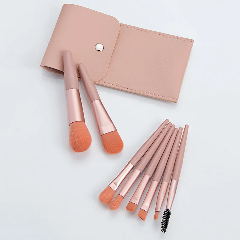 Ronshadow 8Pcs Professional Mini Makeup Brushes Set  Blush Foundation Powder Make Up Brush Tools Kit