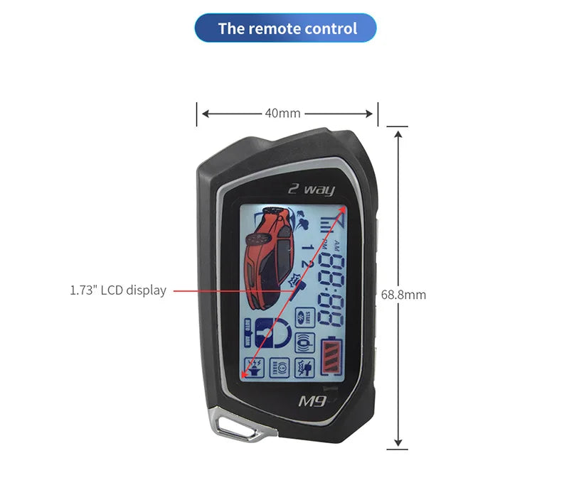 2 Way Car Alarm LCD Display Remote Start Push Button Shock Sensor Microwave Detection Warning Universal System With Siren
