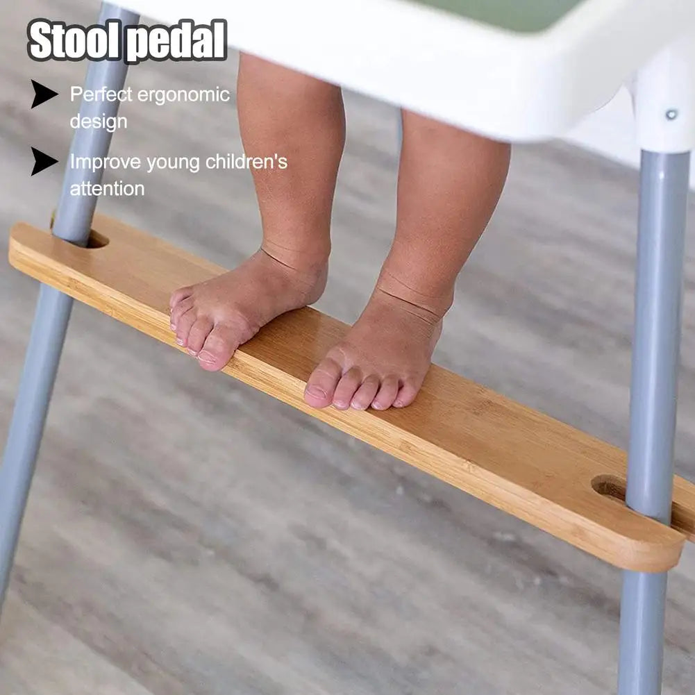 Baby Chair Footrest High Chair Bamboo Footboard Non-Slip Adjustable Stool Pedal Infant Newborns Safety Accessories