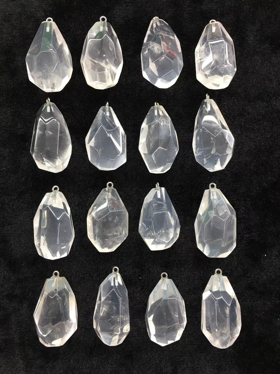 2pcs/pack Wholesale Faceted Clear Quartz Rock Crystal Beads Natural Stone Pendant for Jewelry Making