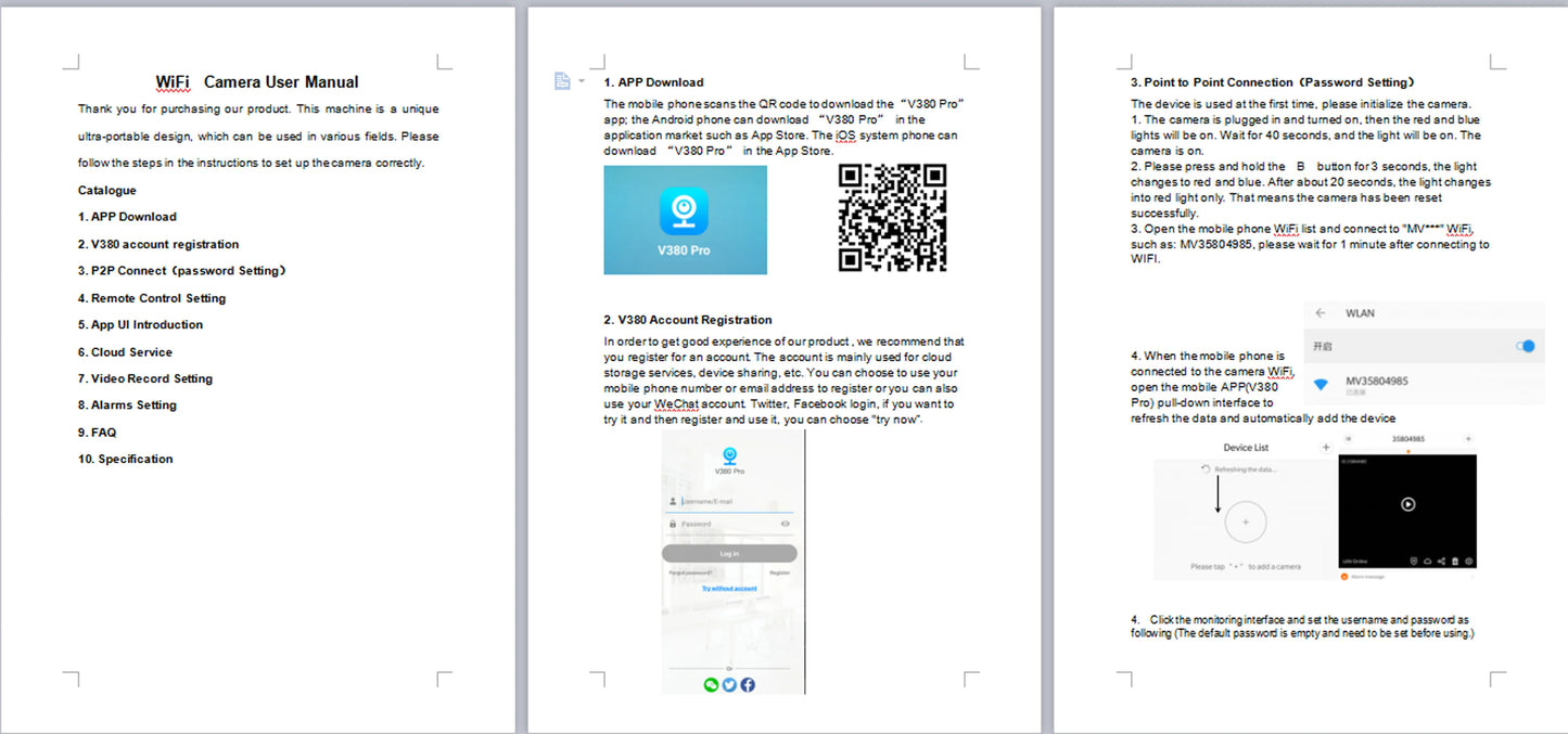 V380 Door Eye Hole Security 1080P HD  1.7mm Lens Wide Angle FishEye CCTV Network Mini Peephole Door WifI  Camera P2P ONVIF