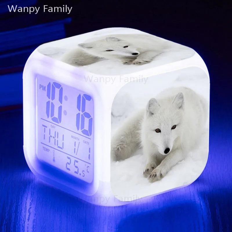Fox Alarm Clock 7 Color Glowing LED Digital Alarm Clock Multifunction Night Light Electronic Watches Clock Kids Birthday Gifts