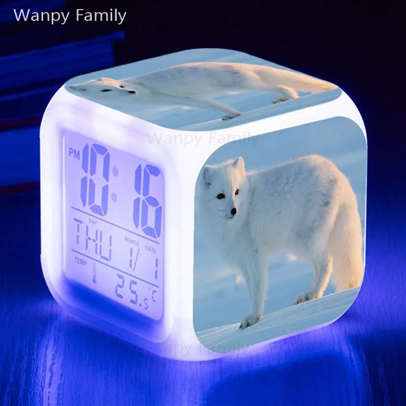 Fox Alarm Clock 7 Color Glowing LED Digital Alarm Clock Multifunction Night Light Electronic Watches Clock Kids Birthday Gifts