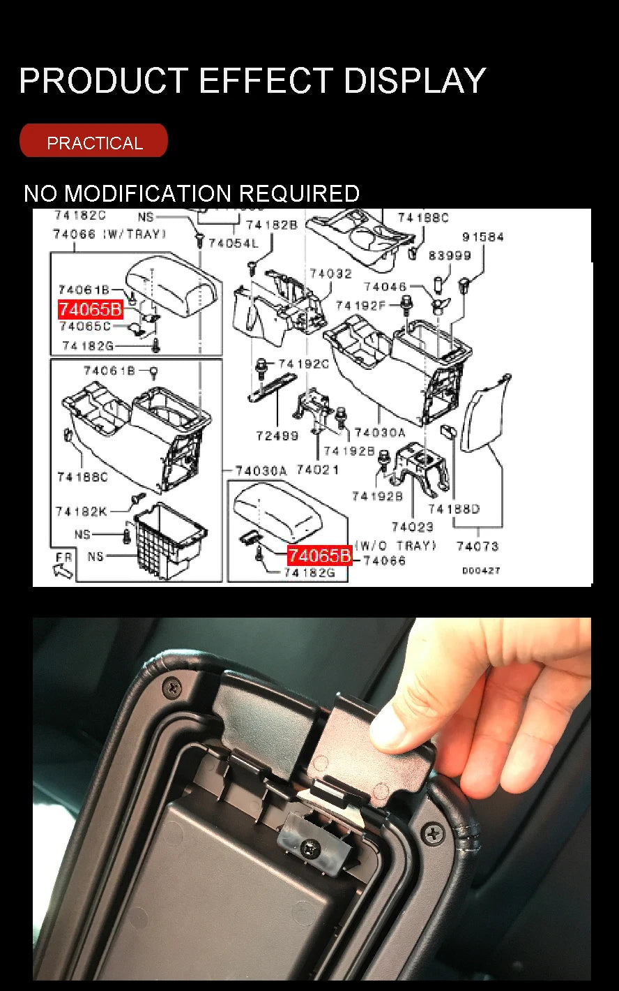 Wooeight Genuine Console Armrest Lid Latch Lock Cover Central Armrest Box Lock For Mitsubishi Outlander ASX 8011A409 8011B549