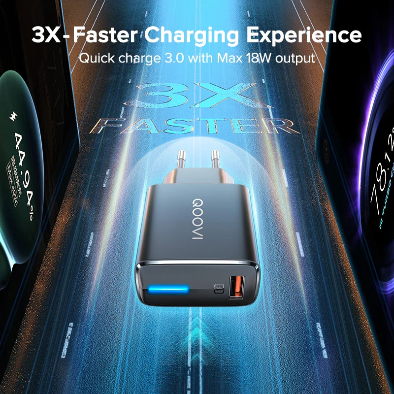 QOOVI 3A USB Wall Charger 18W Quick Charge 3.0 QC Fast Charging Adapter Mobile Phone Charger For iPhone Samsung S10 Xiaomi Redmi