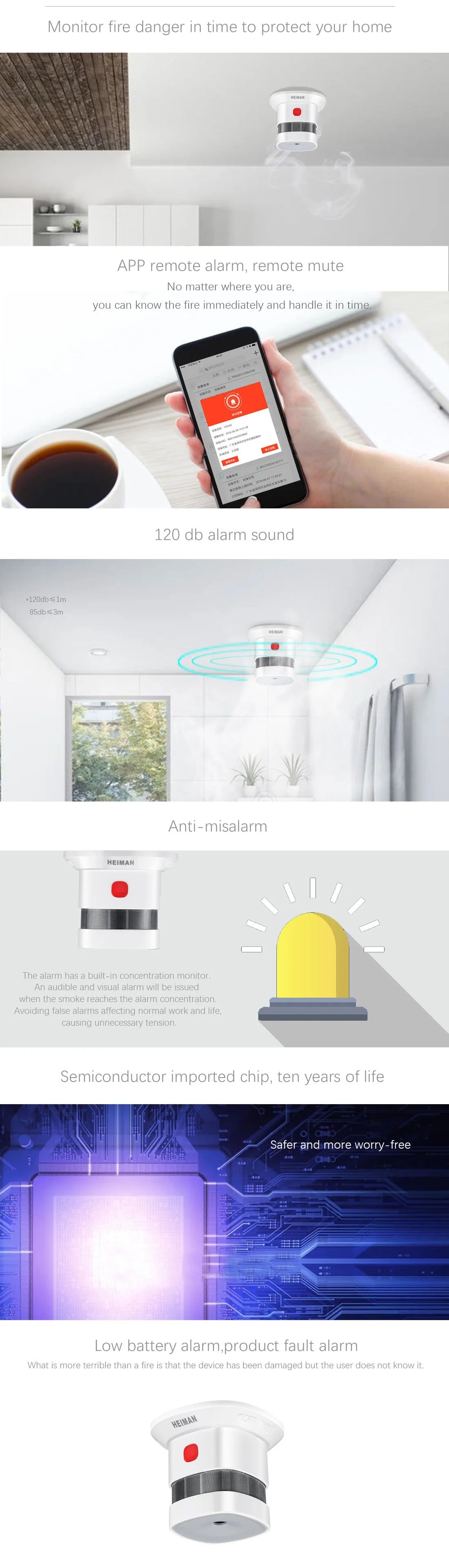 HEIMAN Zigbee Smoke Detector Smart Home system 2.4GHz High sensitivity Safety Prevention  Sensor