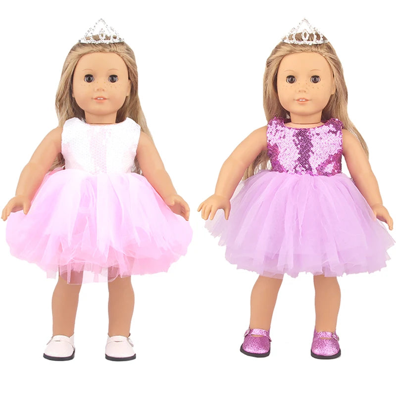 Sequins Dress Doll Clothes For 17 Inch&43cm Baby New Born Doll Brilliant Party Reunion Doll Skirt For American 18 Inch Doll DIY