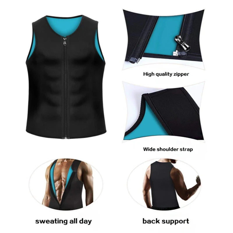 Men Slimming Vest Sauna Sweat Vest Body Shaper Neoprene Tank Top Abdomen Control Waist Trainer Fat Burning Shapewear