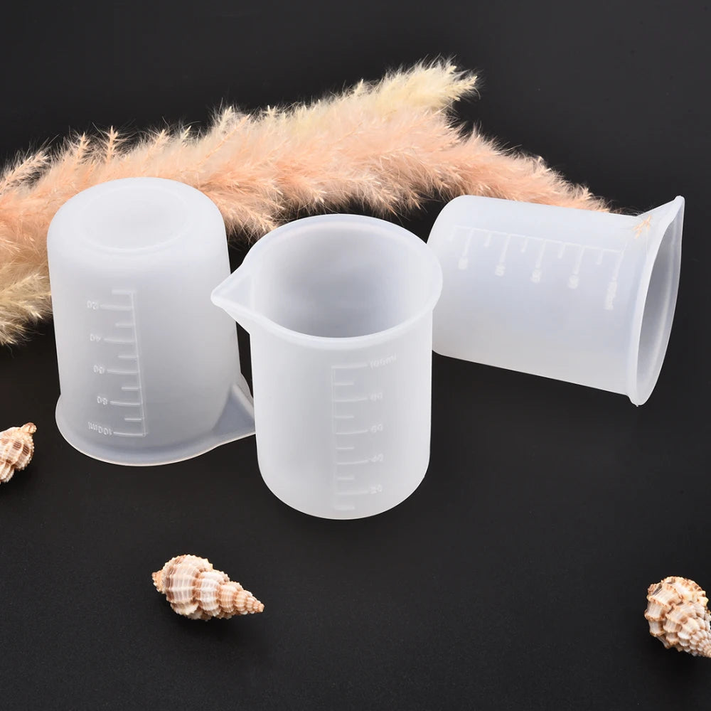 5pcs 100ml Silicone Measuring Cup Transparent With Scale Food-Grade Separating Cups DIY Cake Epoxy Resin Jewelry Making Tools