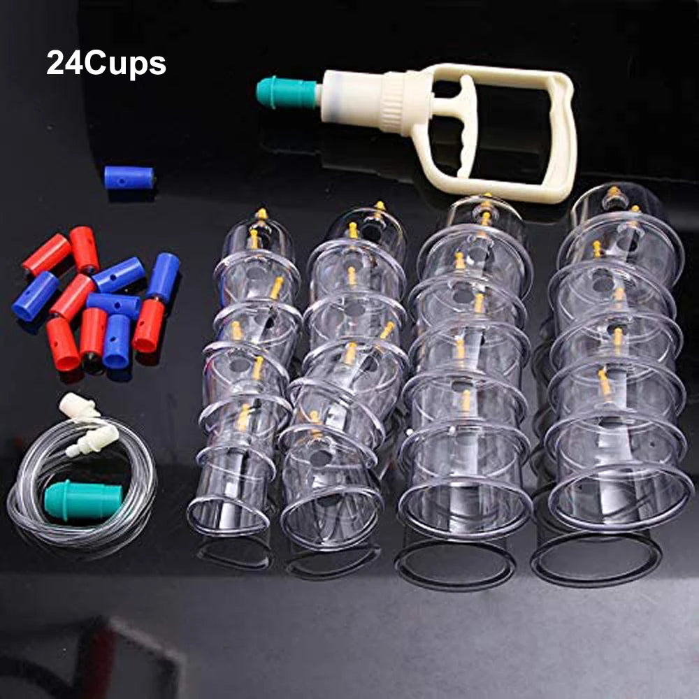 24/32 Therapy Cups Cupping Therapy Set with Pump, Professional Chinese Acupoint Cupping Therapy Hijama for Massage Muscle&Joints