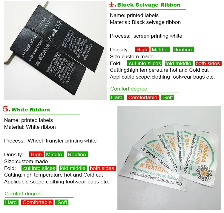 Width2.5cm Free designCustom Printed Satin Labels/Garment Clothing Tags/Woven Labels Screen Printing Water Wash Care Label