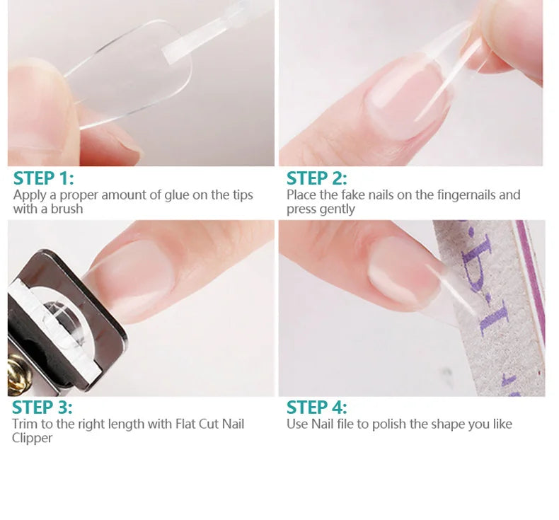 Nailpop Nail Glue for False Tips Glitter Acrylic Nail Art Adhesive Manicure Tool Rhinestone Glue Bottle Cap with Brush 2pcs