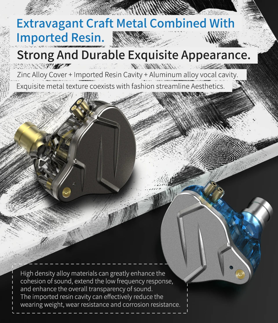 KZ ZSN PRO 1BA 1DD Hybrid Drive In Ear Earphones HIFI Metal Bass Earbud Sport Music Headset Replaceable Cable ZS10 PRO ZSX ZSTX