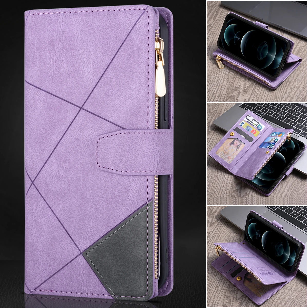 Flip Leather Case For XiaoMi 14T 13T 12T 11T 11 Lite Redmi Note 15 14 13 11S 12 Pro Plus Zipper Card Slot Wallet Bag Cover