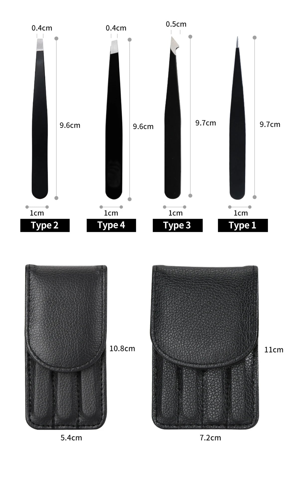 Tweezers Stainless Steel Eyebrow Tweezers Hair Removal Slanted Black Tip Point Face Harmless Beauty False Eyelashes Makeup Tools