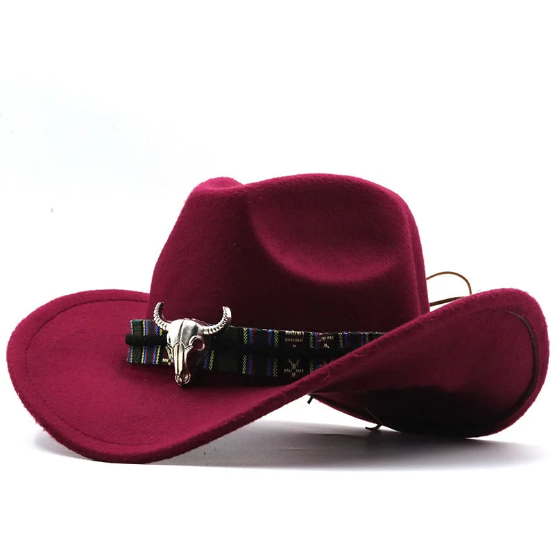 Simple White Women's Men's Western Cowboy Hat For Gentleman Lady Jazz Cowgirl With Leather Cloche Church Sombrero Caps