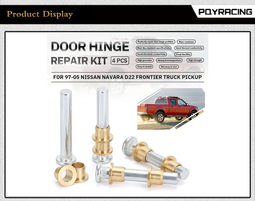 Door Hinge Repair Kit Door Hinge Pin Bushing Kit For Nissan Navara 97-05 D22 Truck Pickup High Strength Corrosion-Resistant