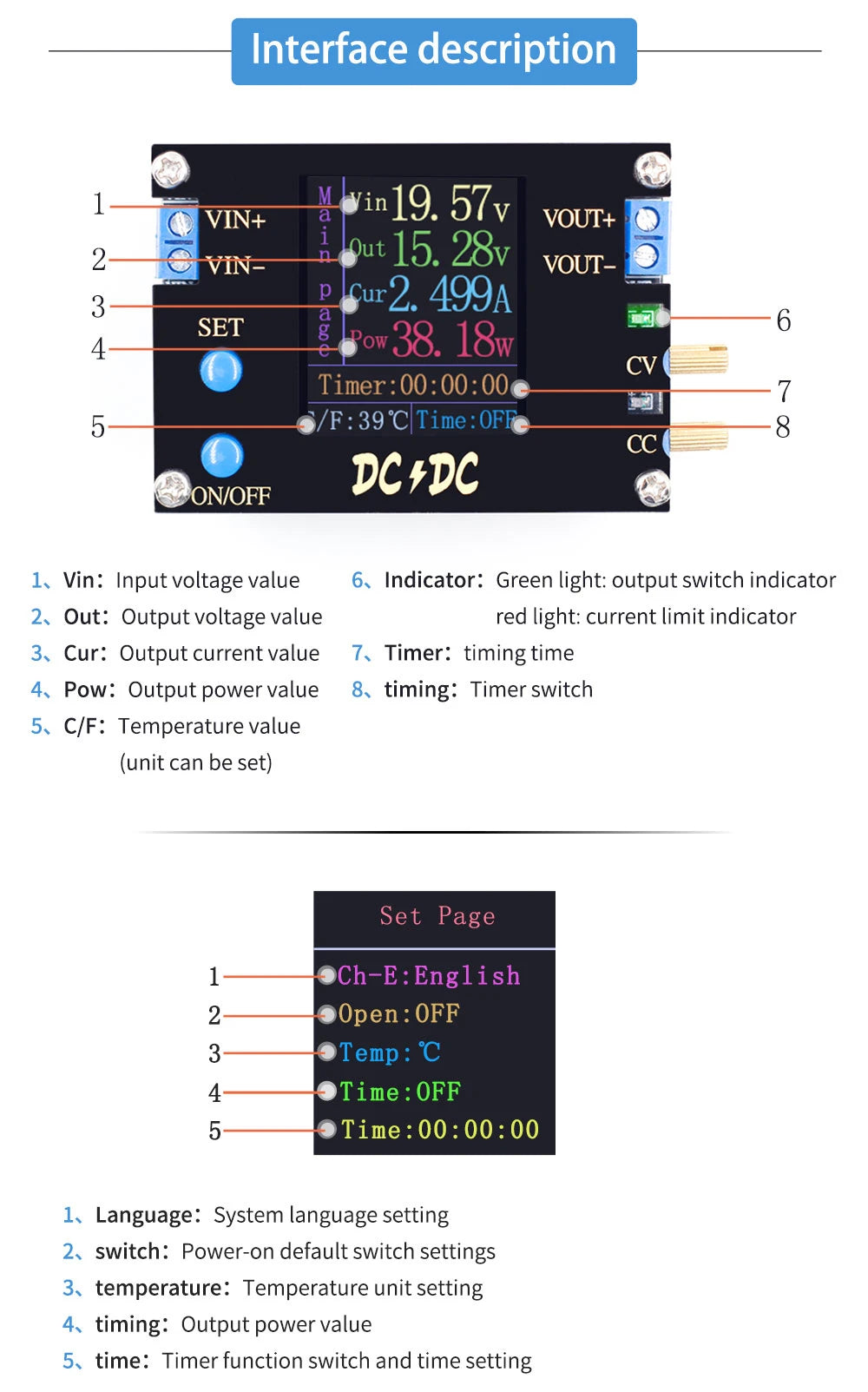 DC DC Automatic Boost/Buck Converter CC CV Power Module 0.5-30V 3A 35W/4A 50W Adjustable Regulated power supply Voltmeter