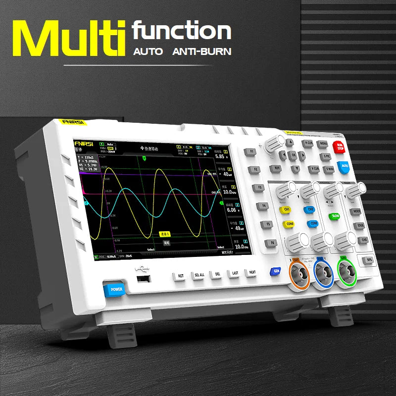 FNIRSI-1014D Dual Channel Desktop Digital Oscilloscope 100MHz* 2 Analog Bandwidth 1GSa/s Sampling Rate 10Mhz  Signal Generator