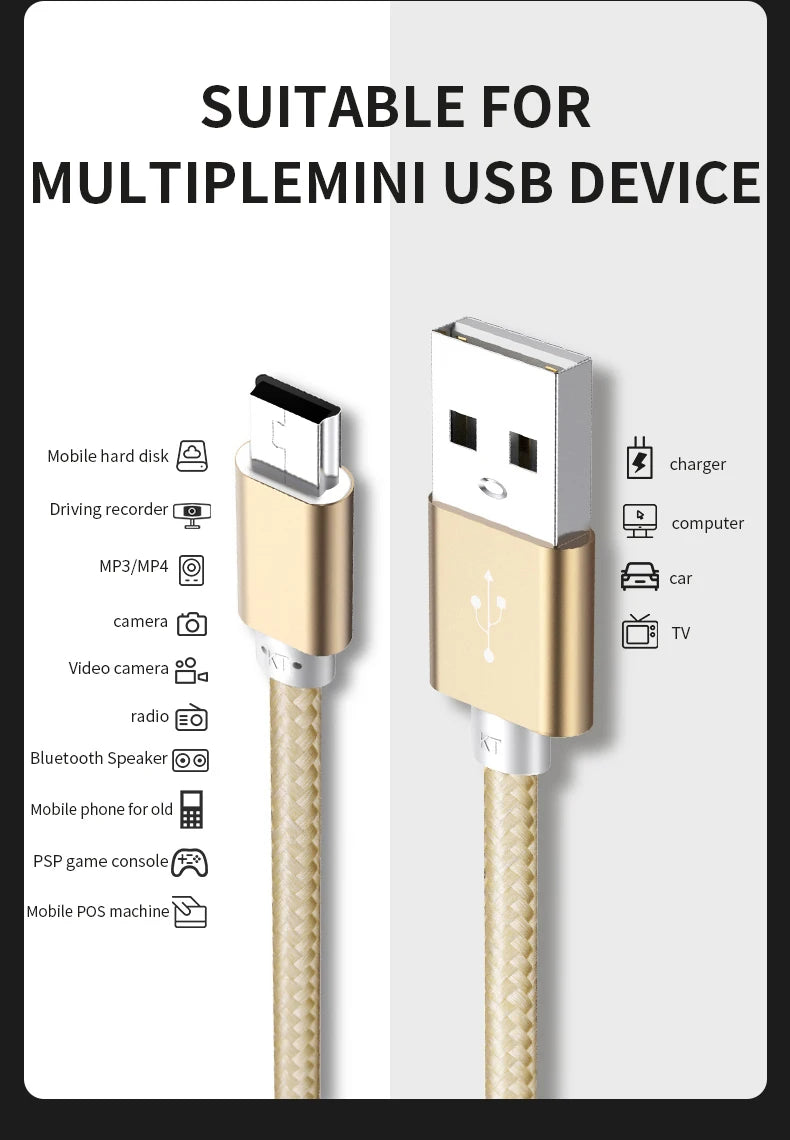 Mini USB Cable Mini USB to USB Fast Data Charger Cable for MP3 MP4 Player Car DVR GPS Digital Camera HDD Mini USB