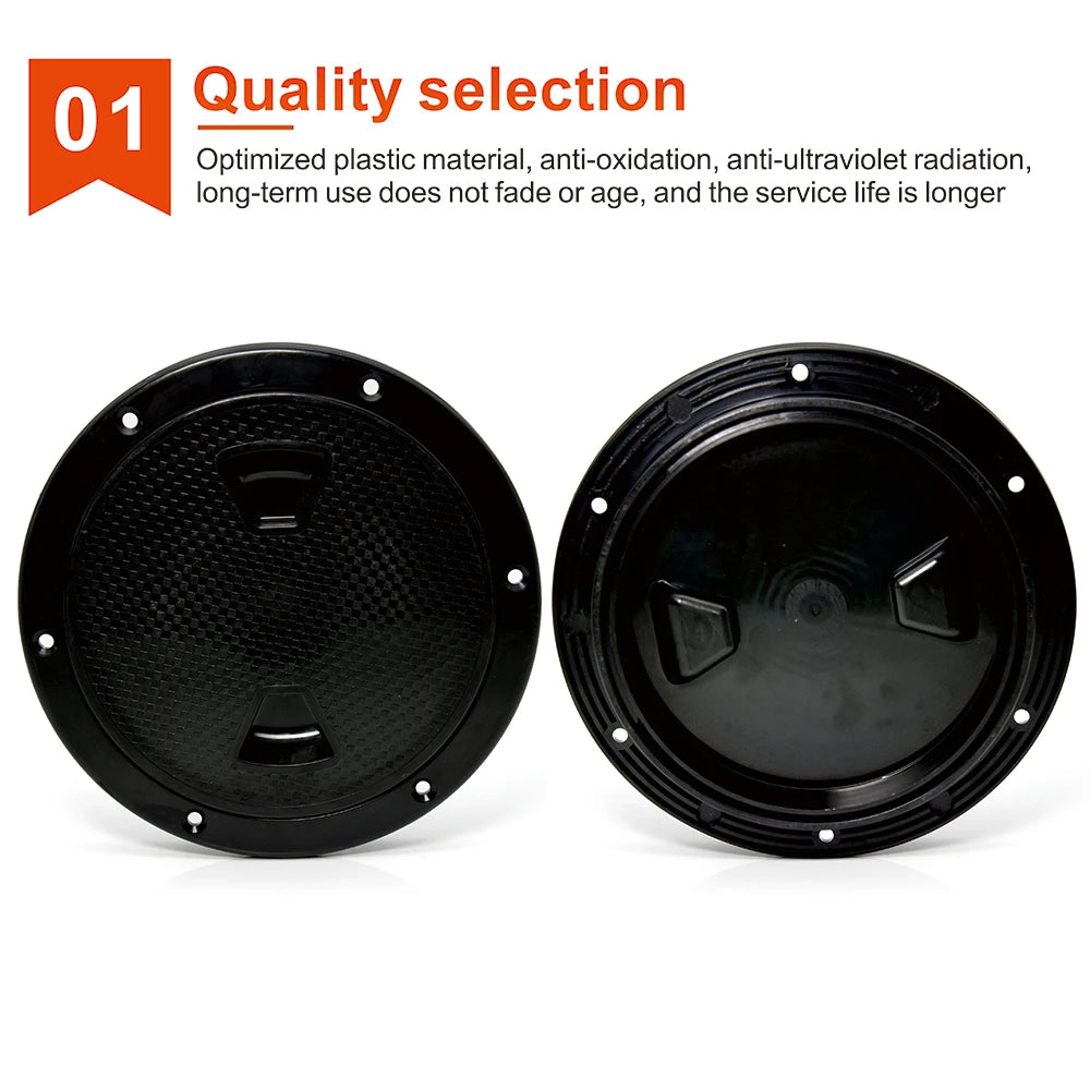 4 6 8inch ABS Hatch Cover Round Deck Inspection Access Plastic White Black Boat Screw Out Deck Inspection Plate For Yacht Marine