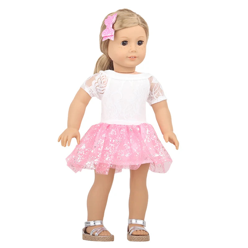 Sequins Dress Doll Clothes For 17 Inch&43cm Baby New Born Doll Brilliant Party Reunion Doll Skirt For American 18 Inch Doll DIY